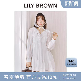 LILY 甜美V领荷叶边A字不规则连衣裙LWFO261107 BROWN2026春夏新品