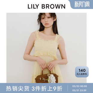 LILY 甜美木耳边吊带拼接蕾丝连衣裙LWFO251176 BROWN春夏款