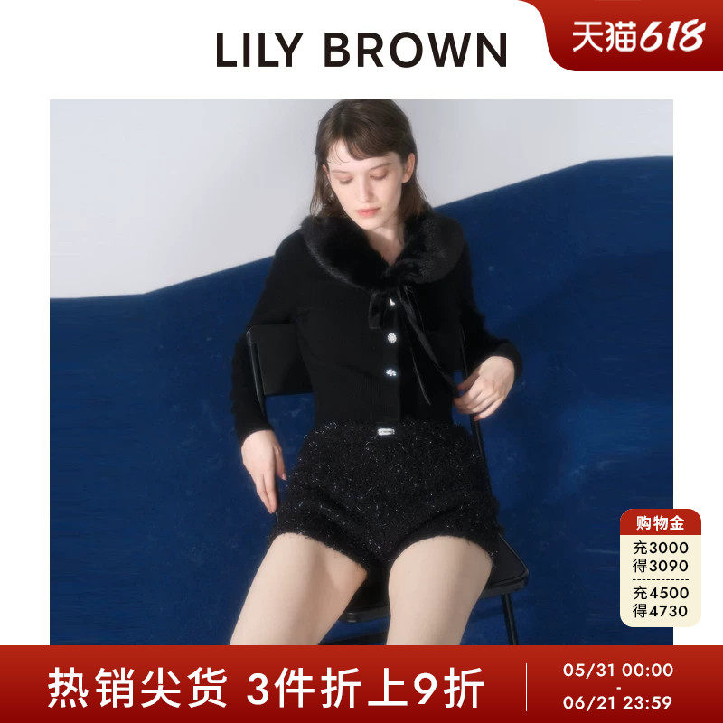 LILY BROWN秋冬款 CANDY钻扣可拆毛领针织外套LWND244815