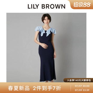 LILY BROWN2026春夏新品荷叶边小飞袖收腰针织连衣裙LWNO262035