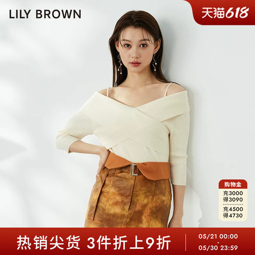 LilyBrown套头一字领针织上衣