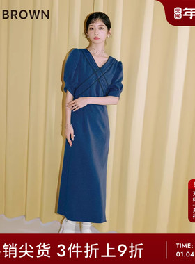 LILY BROWN春夏款 法式优雅经典撞色系带连衣裙LWFO231124