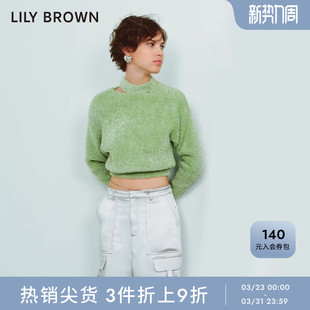 LILY 微闪甜美镂空设计感针织上衣LWNT235114 BROWN秋冬款