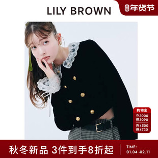 LILY BROWN2025秋冬新品CANDY蕾丝领双排扣丝绒短外套LWFJ254814
