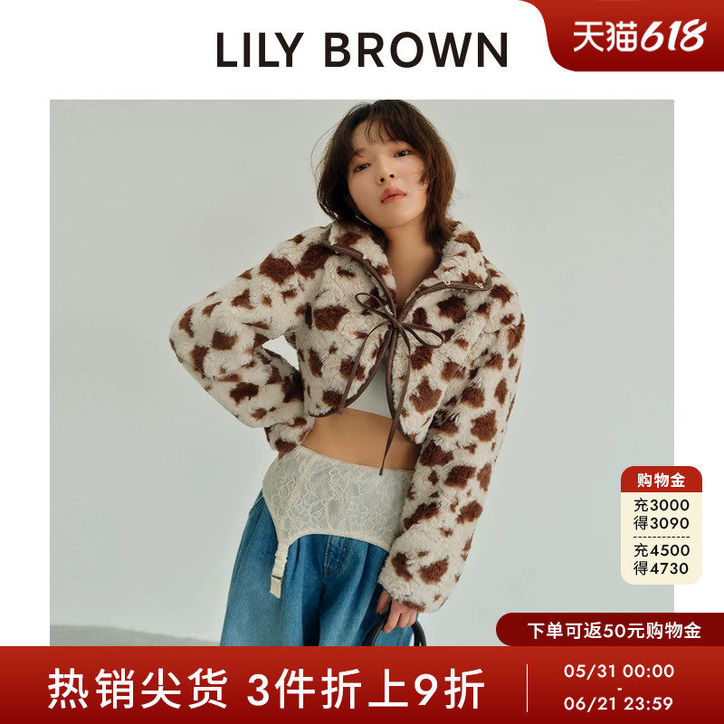 LILY BROWN秋冬款 甜酷百搭系带短款羊羔绒外套LWFC244136