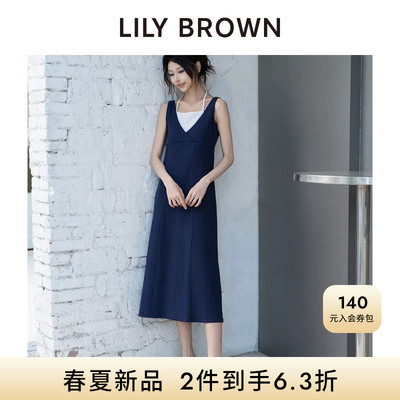 LILYBROWN系带V领无袖连衣裙