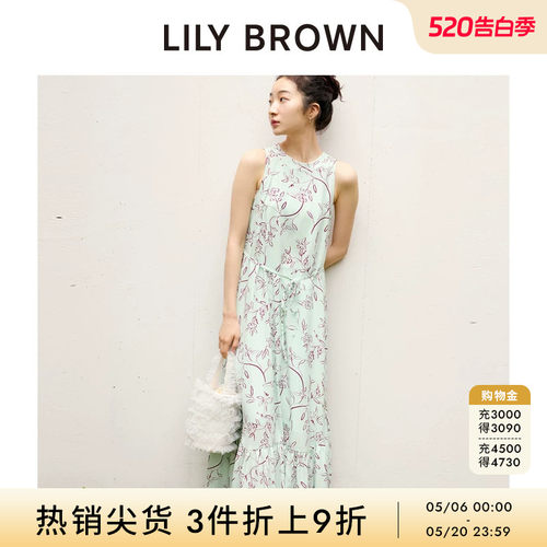 LILY BROWN春夏款 甜美印花无袖系带收腰连衣裙LWFO242099