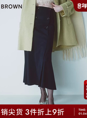 LILY BROWN秋冬款双排扣高腰修身气质鱼尾半身裙LWFS234155