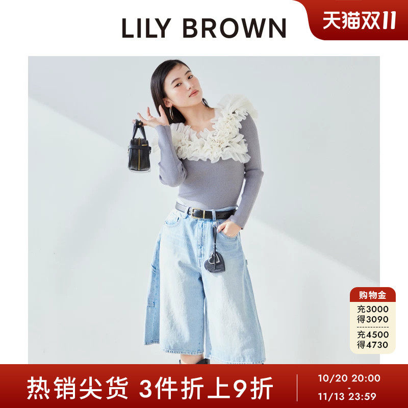 LILY BROWN春夏款休闲高腰宽松阔腿五分牛仔短裤LWFP251200