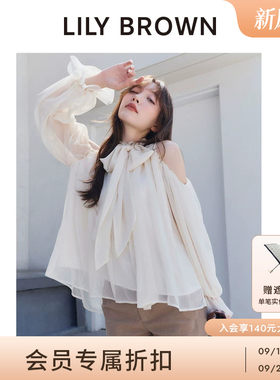 LILYBROWN蝴蝶结系带露肩衬衫