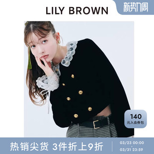 LILY CANDY蕾丝领双排扣丝绒短外套LWFJ254814 BROWN秋冬款