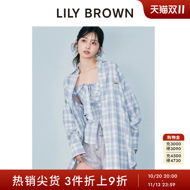 LILY BROWN秋冬款LILY BEAR棉质格纹长袖衬衫LWFB255118