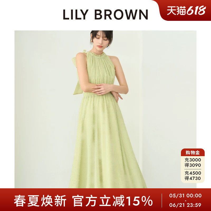 LILY BROWN2026春夏新品蝴蝶结系带流苏收腰无袖连衣裙LWFO262003