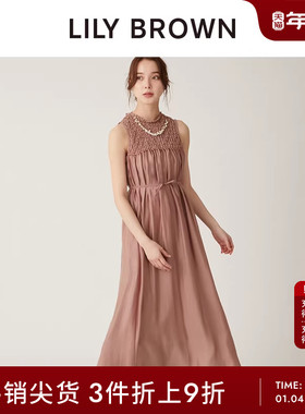 LILY BROWN秋冬款纯色无袖捏褶收腰莱赛尔连衣裙LWFO244018