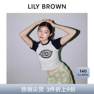 Dickies联名圆领露腰短袖 T恤LWCT251103 BROWN春夏款 LILY