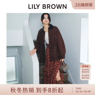 LILY BROWN2025秋冬新品复古百搭翻领棉质拼色工装外套LWFJ254103