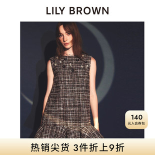 LILY BROWN秋冬款无袖水钻粗花呢荷叶边连衣裙LWFO254808