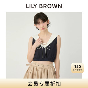 LILY BROWN2026早秋新品水手领松紧收腰无袖T恤上衣LWCT264061