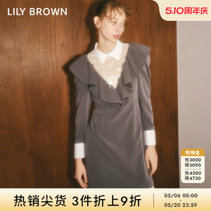 LILY BROWN秋冬款 CANDY荷叶边拼接气质连衣裙LWFO235806