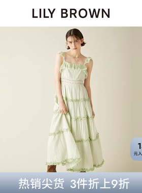 LILY BROWN秋冬款甜美荷叶边吊带A字收腰连衣裙LWFO254212