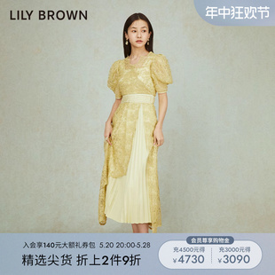 甜美精致V领高腰蕾丝连衣裙LWFO231070 LILY BROWN春夏款