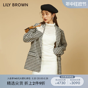 外套LWFJ225009 简约翻领一手长通勤西装 BROWN秋冬款 LILY