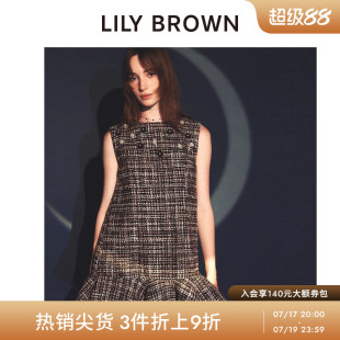 LILY BROWN秋冬款无袖水钻粗花呢荷叶边连衣裙LWFO254808