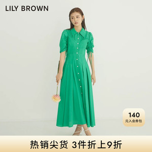 LILY BROWN春夏款 气质翻领抽褶系带收腰连衣裙LWFO232120