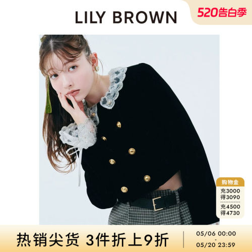 LILYBROWN蕾丝双排扣丝绒短外套