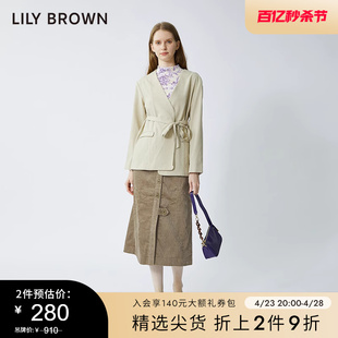 BROWN秋冬纽扣简约纯色半身长裙LWFS214052 LILY