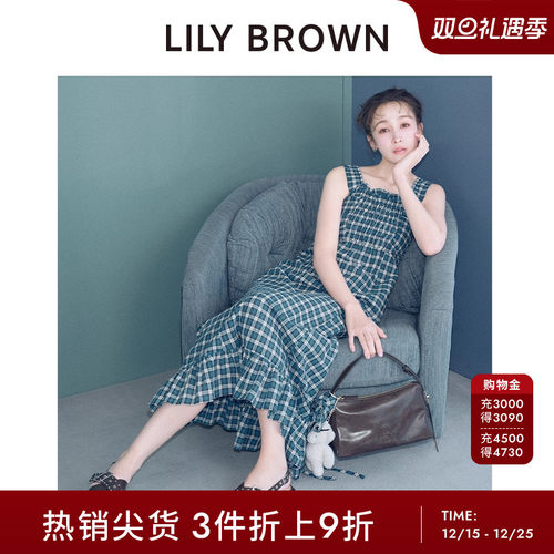 LILYBROWN荷叶边吊带高腰连衣裙