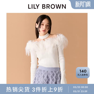 上衣LWNT255052 一字领露肩流苏毛毛针织衫 LILY BROWN秋冬款