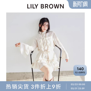 雪纺短连衣裙LWFO251124 甜美花边喇叭袖 LILY BROWN春夏款