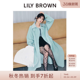 LILY BROWN2025秋冬新品纯色中长款收腰羊毛呢外套大衣LWFC255014