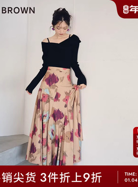 LILY BROWN秋冬款 高腰甜美不规则大裙摆半身裙LWFS235104