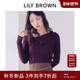 简约百搭纯色斜领罗纹针织开衫 LILY BROWN2025秋冬新品 LWNT254125