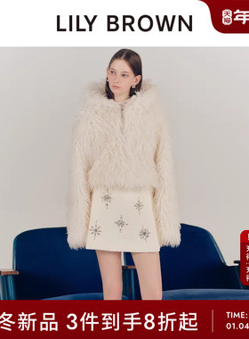 LILY BROWN2025秋冬新品优雅雪花钻饰高腰毛呢半身裙LWFS255808