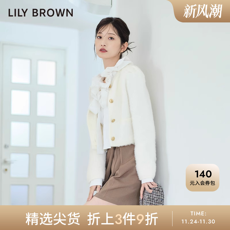 LILY BROWN秋冬款 甜美圆领小香风金属扣短上衣LWNJ234223