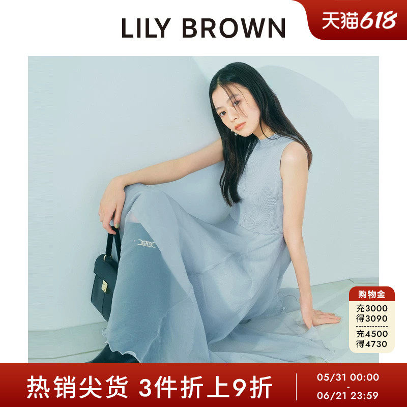 LILY BROWN秋冬款圆领无袖针织拼接无袖连衣裙LWNO254176