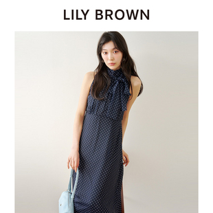 LILY BROWN2026早秋新品优雅立领系带无袖收腰连衣裙LWFO264037