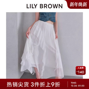 LILY 高腰不规则荷叶边A字半身裙LWFS252074 BROWN春夏款