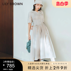 LILY BROWN春夏款 条纹简约收腰系带衬衫连衣裙LWFO221160