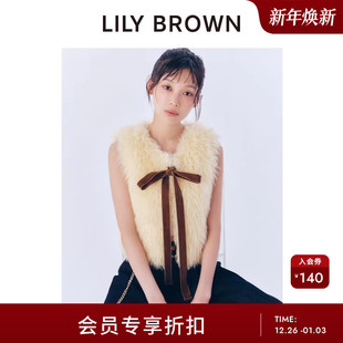 蝴蝶结毛绒背心马甲LWFV254222 百搭无袖 LILY BROWN2025秋冬新品