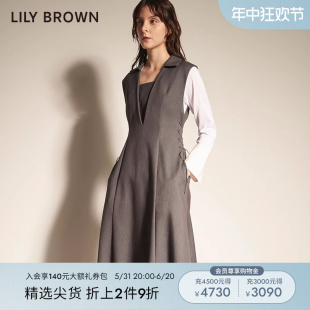 连衣裙LWFO215052 通勤风两件套有领西装 BROWN秋冬 LILY