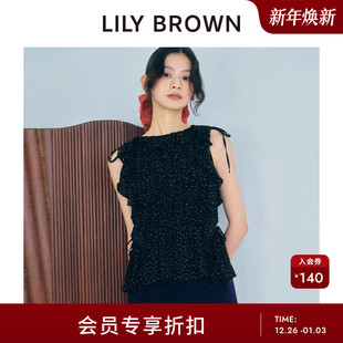 衬衫 百搭圆领荷叶边褶皱无袖 LWFT254171 BROWN2025秋冬新品 LILY