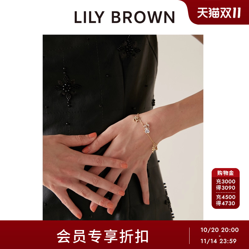 LILY BROWN2025秋冬新品甜美气质金属玫瑰水钻手链饰品LWGA255343