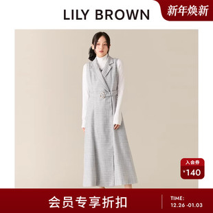 无袖 高领针织衫 连衣裙两件套LWFO255017 BROWN2025秋冬新品 LILY