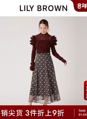 LILY BROWN秋冬款 气质薄纱格纹提花百搭半身裙LWFS245085