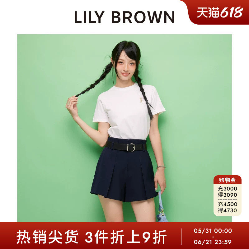 LILY BROWN春夏款 简约百搭高腰附腰带A字短裤LWFP251121
