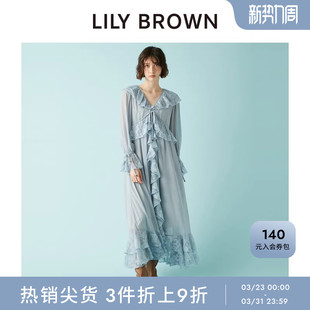 LILY 优雅气质V领蕾丝荷叶边连衣裙LWFO254068 BROWN秋冬款